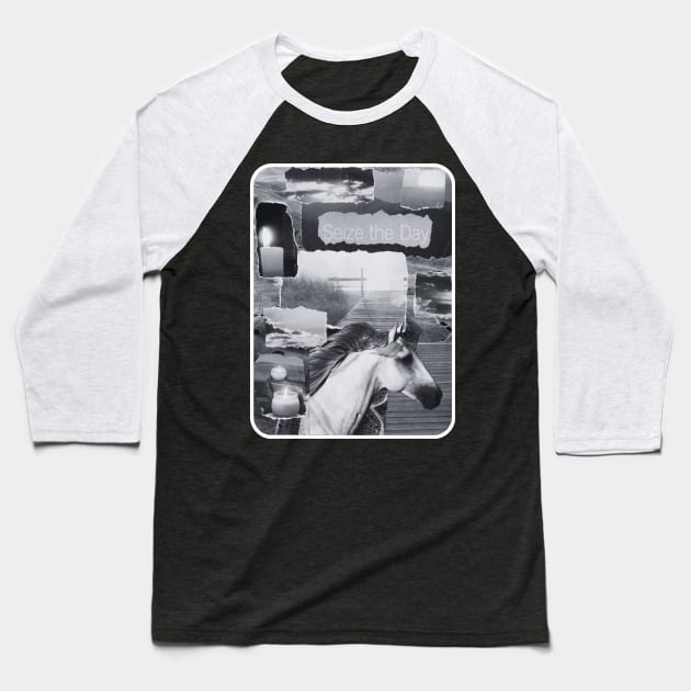 Seize the Day Noir Baseball T-Shirt by The Golden Palomino